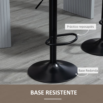 Set of 2 High Kitchen Stools Upholstered in PU Bar Stools with Adjustable Height Swivel Seat and Footrest Load 120 kg 46.5x51x86-106 cm Brown