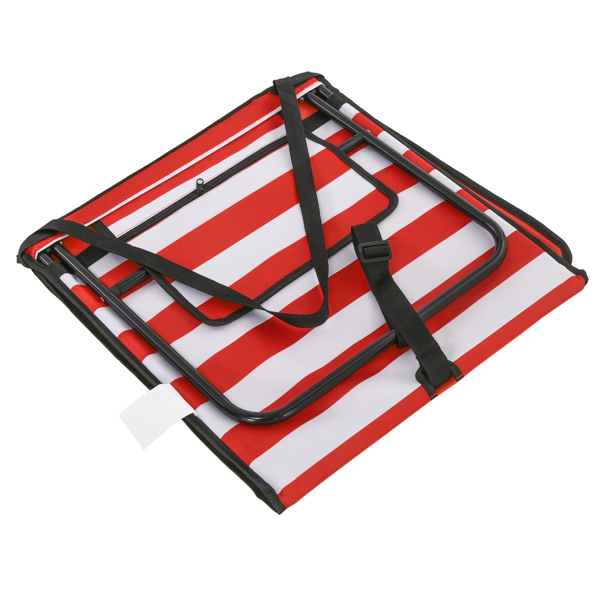 2-Piece Beach Mat Set, Foldable Beach Lounger with Carrying Bag, Adjustable Backrest, Sun Lounger with 110 kg Weight Capacity, Beach Mat, Magazine Pocket for Garden Outdoor, Red