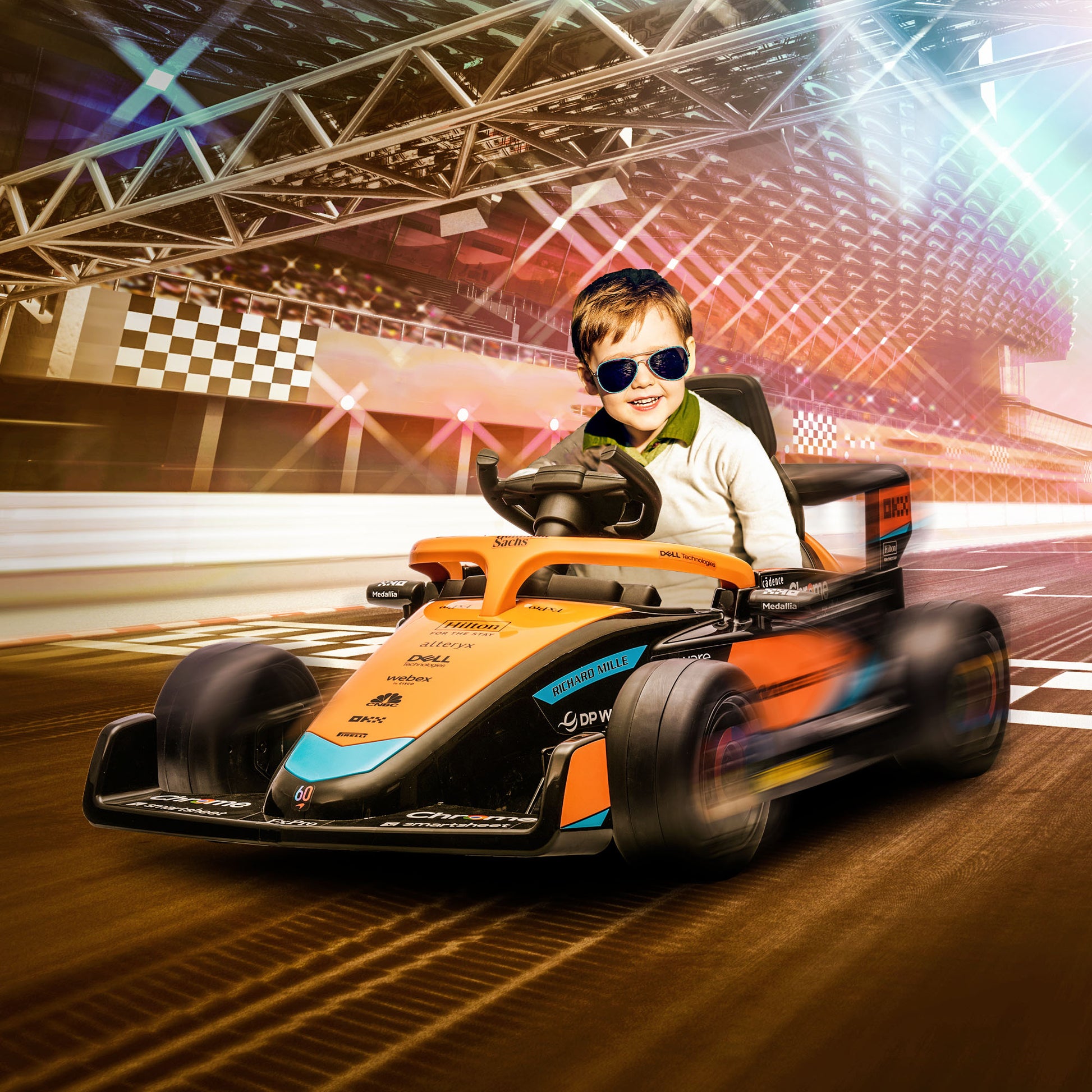 Kids Electric Car, 12V Children's Vehicle with 2.4G Remote Control, MP3 USB, Electric Vehicle with Suspension, Horn, 3-5km/h, for 3-5 Years Old Kids, Orange