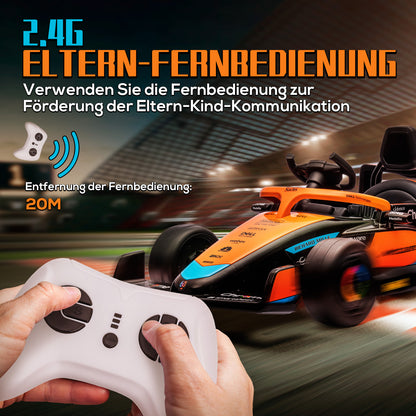 Kids Electric Car, 12V Children's Vehicle with 2.4G Remote Control, MP3 USB, Electric Vehicle with Suspension, Horn, 3-5km/h, for 3-5 Years Old Kids, Orange