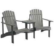 Adirondack Garden Chair with Table and Umbrella Hole 2-Seater Patio Chair Seating Group Patio Furniture for Balcony Solid Wood Gray 178 x 87 x 92 cm