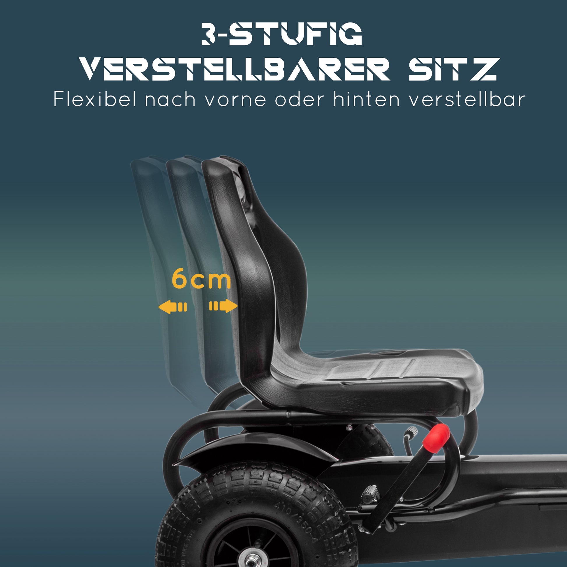Go-Kart Pedal Car with Handbrake, Adjustable Seat, Forward and Reverse Gears, Pedal Car Toy for Children 5-12 Years Black