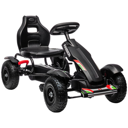 Go-Kart Pedal Car with Handbrake, Adjustable Seat, Forward and Reverse Gears, Pedal Car Toy for Children 5-12 Years Black
