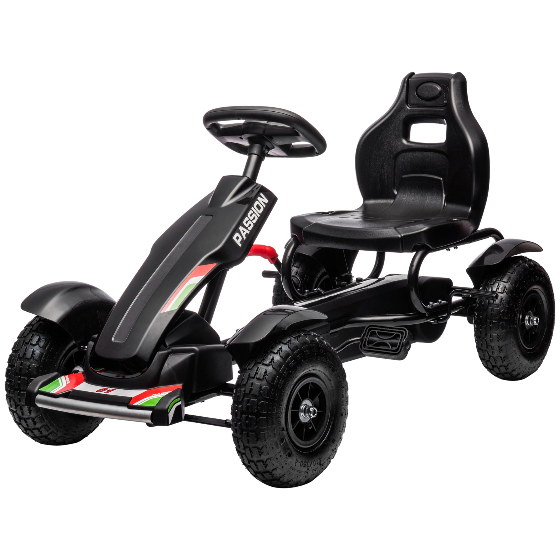Go-Kart Pedal Car with Handbrake, Adjustable Seat, Forward and Reverse Gears, Pedal Car Toy for Children 5-12 Years Black