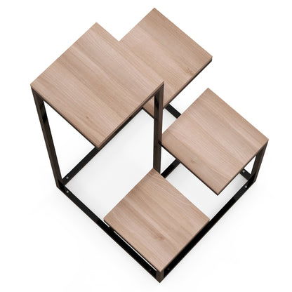 Metal and Wood Plant Stand Flower Shelf 4 Levels Industrial Style 40L x 40W x 75.5H cm