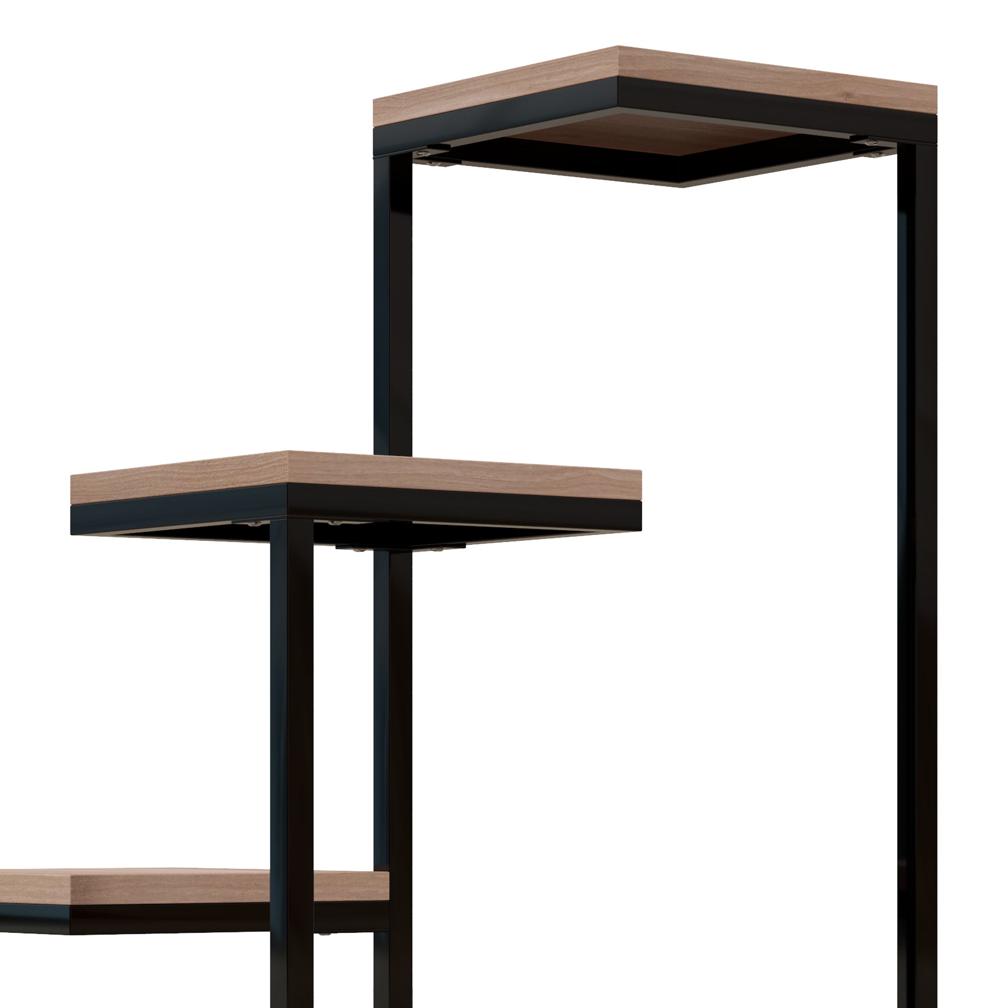 Metal and Wood Plant Stand Flower Shelf 4 Levels Industrial Style 40L x 40W x 75.5H cm
