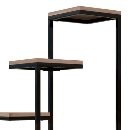 Metal and Wood Plant Stand Flower Shelf 4 Levels Industrial Style 40L x 40W x 75.5H cm