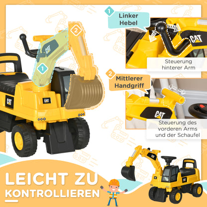 Seat Digger Ride-On Digger with Adjustable Shovel Steering Wheel Kids Digger with Storage Space under Seat Ride-On Toy Digger up to 25kg, Sitting for Children 1-3 Years Yellow
