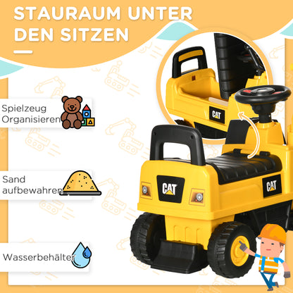 Seat Digger Ride-On Digger with Adjustable Shovel Steering Wheel Kids Digger with Storage Space under Seat Ride-On Toy Digger up to 25kg, Sitting for Children 1-3 Years Yellow