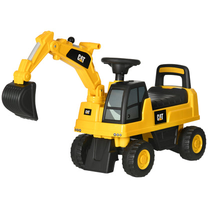 Seat Digger Ride-On Digger with Adjustable Shovel Steering Wheel Kids Digger with Storage Space under Seat Ride-On Toy Digger up to 25kg, Sitting for Children 1-3 Years Yellow