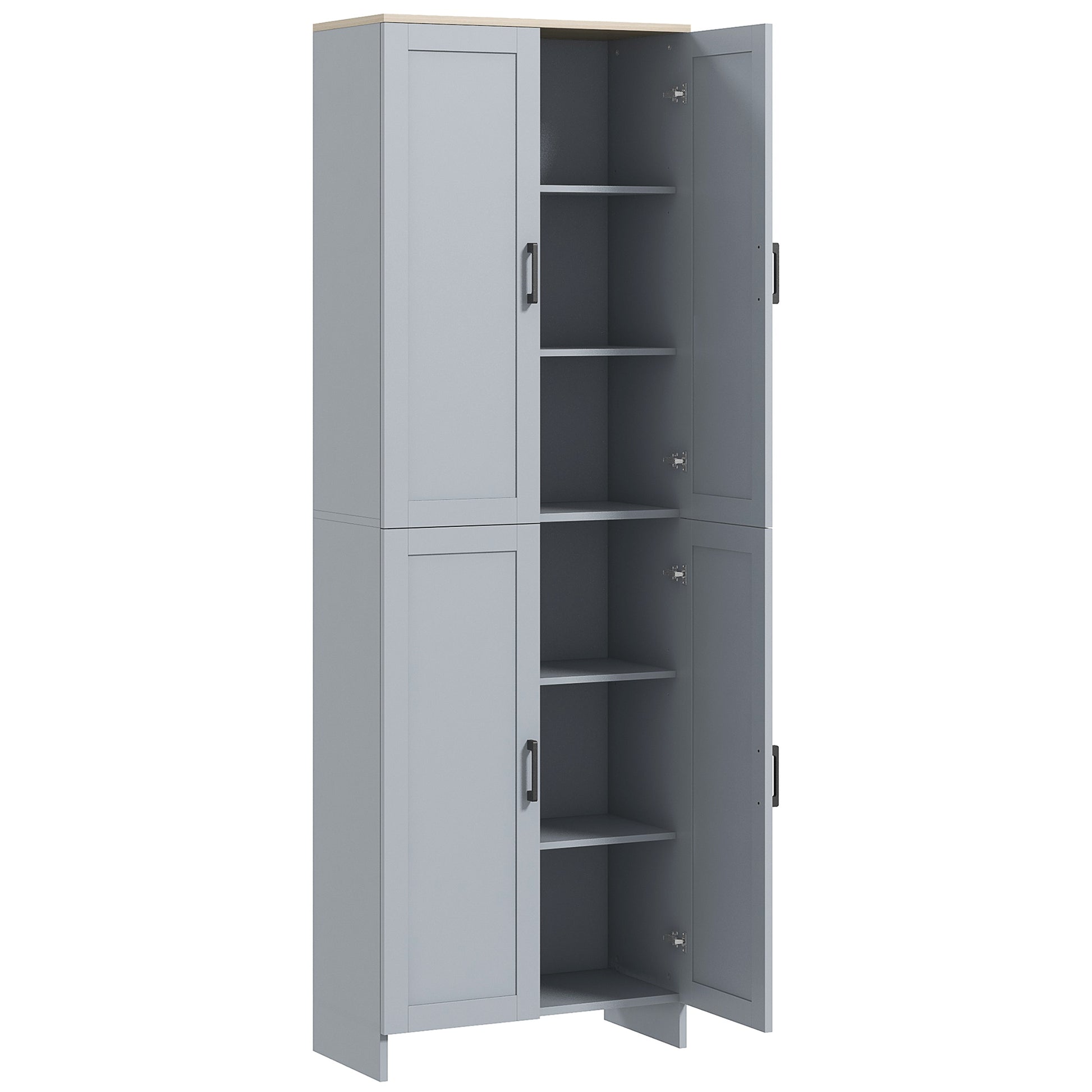 Kitchen Cabinet Highboard Buffet Storage Cabinet Modern Style Multi-storage with 4 Doors and Adjustable Shelves, 60 x 30 x 170.5 cm, Gray