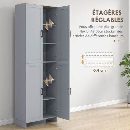 Kitchen Cabinet Highboard Buffet Storage Cabinet Modern Style Multi-storage with 4 Doors and Adjustable Shelves, 60 x 30 x 170.5 cm, Gray