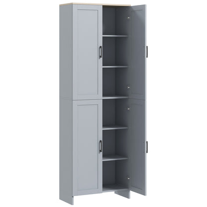 Kitchen Cabinet Highboard Buffet Storage Cabinet Modern Style Multi-storage with 4 Doors and Adjustable Shelves, 60 x 30 x 170.5 cm, Gray