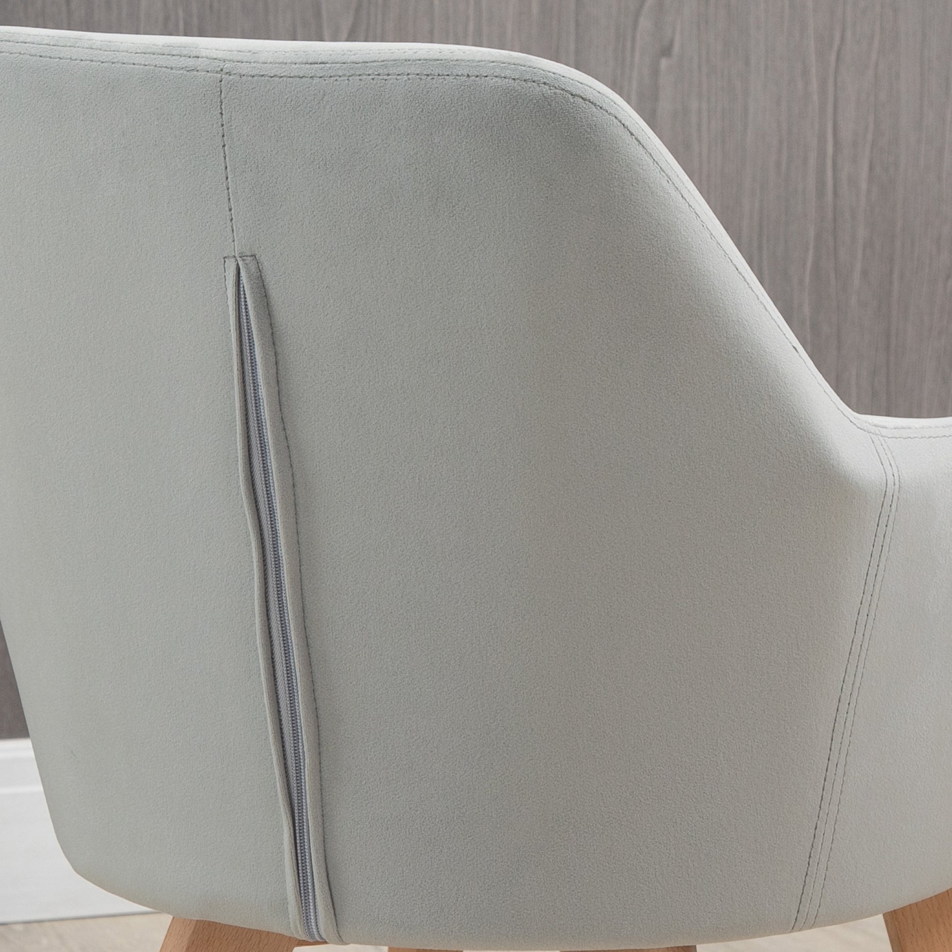 Dining Chairs Set of 2, Kitchen Chair with Armrest, Backrest, Upholstered Chairs with Velvet Look, Living Room Chair with Wooden Legs for Kitchen, Dining Room, Gray