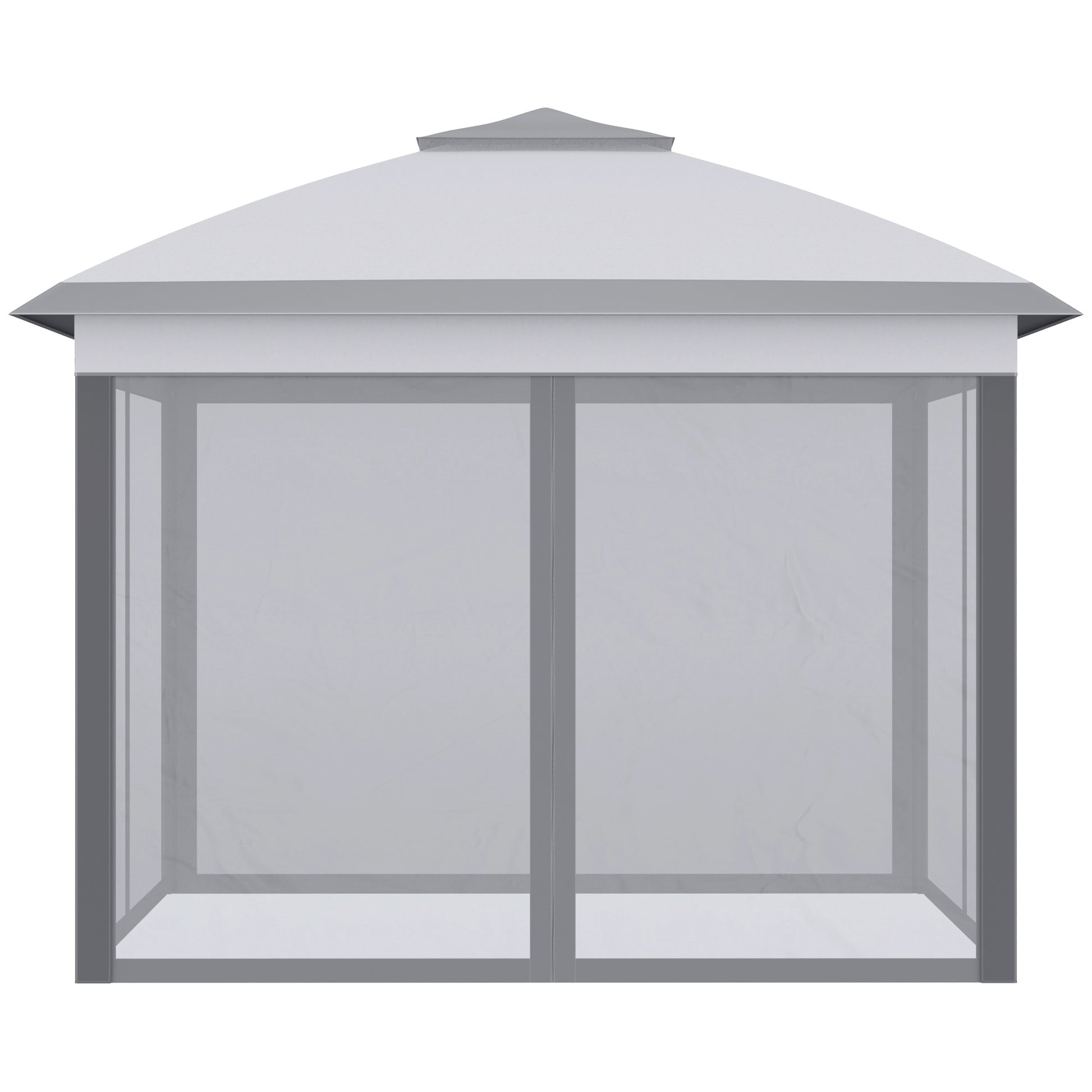 Folding Gazebo 10.8x10.8 ft Garden Canopy with 3 Adjustable Height Levels Double Roof 4 Removable Mosquito Nettings and Waterproof UV-Resistant Transport Bag Gazebo for Outdoor Parties Gray