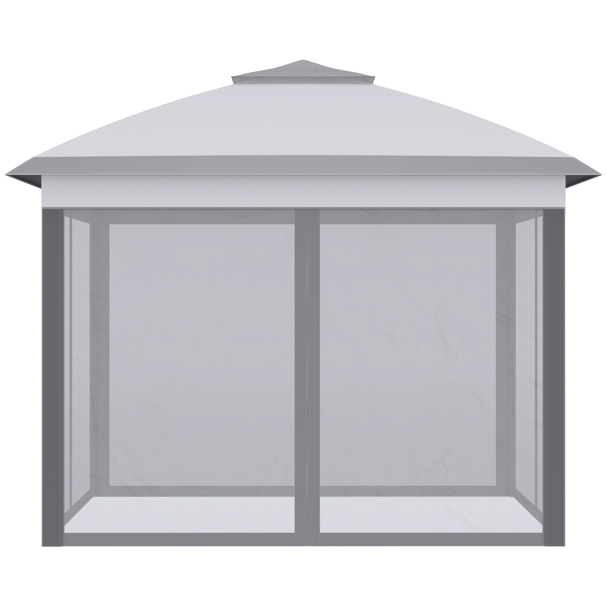 Folding Gazebo 10.8x10.8 ft Garden Canopy with 3 Adjustable Height Levels Double Roof 4 Removable Mosquito Nettings and Waterproof UV-Resistant Transport Bag Gazebo for Outdoor Parties Gray