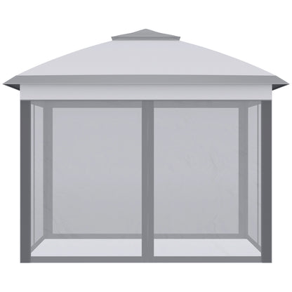 Folding Gazebo 10.8x10.8 ft Garden Canopy with 3 Adjustable Height Levels Double Roof 4 Removable Mosquito Nettings and Waterproof UV-Resistant Transport Bag Gazebo for Outdoor Parties Gray