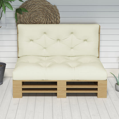Set of 2 seat and back cushions for Garden Bench, Loveseat, 2-Seater Pallet Sofa High Comfort dimensions 120L x 80W x 12H cm Polyester Cream