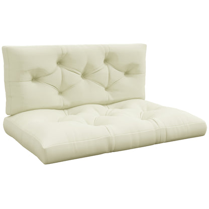 Set of 2 seat and back cushions for Garden Bench, Loveseat, 2-Seater Pallet Sofa High Comfort dimensions 120L x 80W x 12H cm Polyester Cream