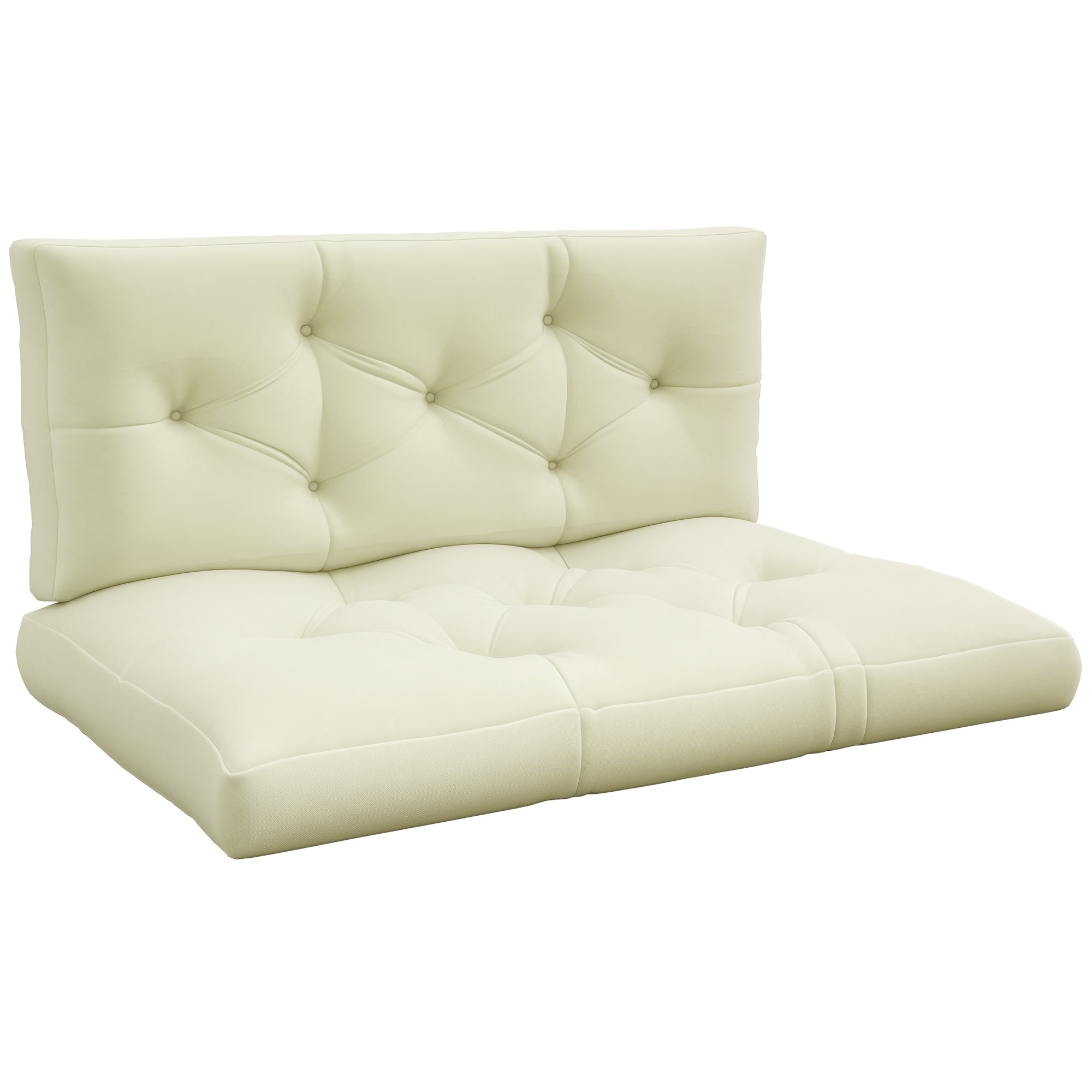 Set of 2 seat and back cushions for Garden Bench, Loveseat, 2-Seater Pallet Sofa High Comfort dimensions 120L x 80W x 12H cm Polyester Cream