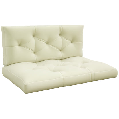Set of 2 seat and back cushions for Garden Bench, Loveseat, 2-Seater Pallet Sofa High Comfort dimensions 120L x 80W x 12H cm Polyester Cream