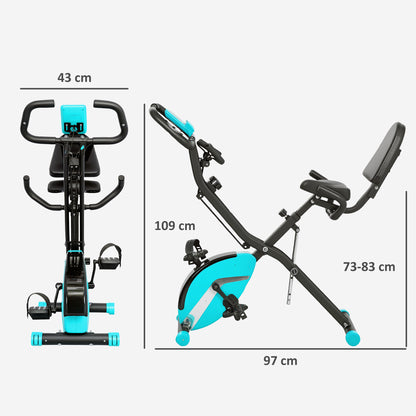 SPORTNOW Foldable Stationary Bike with Backrest Quiet Exercise Bike with 8 Resistance Levels Adjustable Seat Flywheel LCD Screen Resistance Band Load 110 kg Green