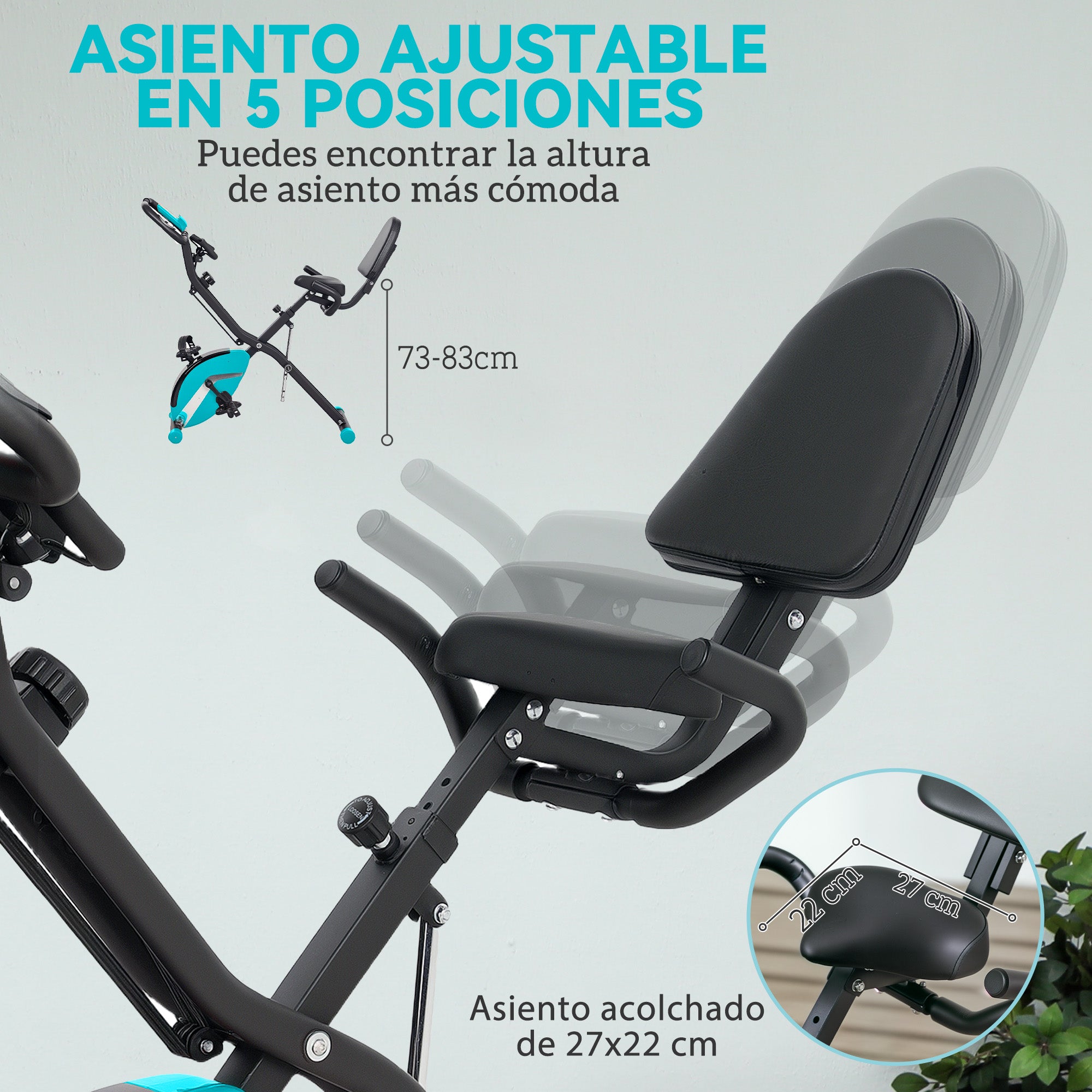 SPORTNOW Foldable Stationary Bike with Backrest Quiet Exercise Bike with 8 Resistance Levels Adjustable Seat Flywheel LCD Screen Resistance Band Load 110 kg Green