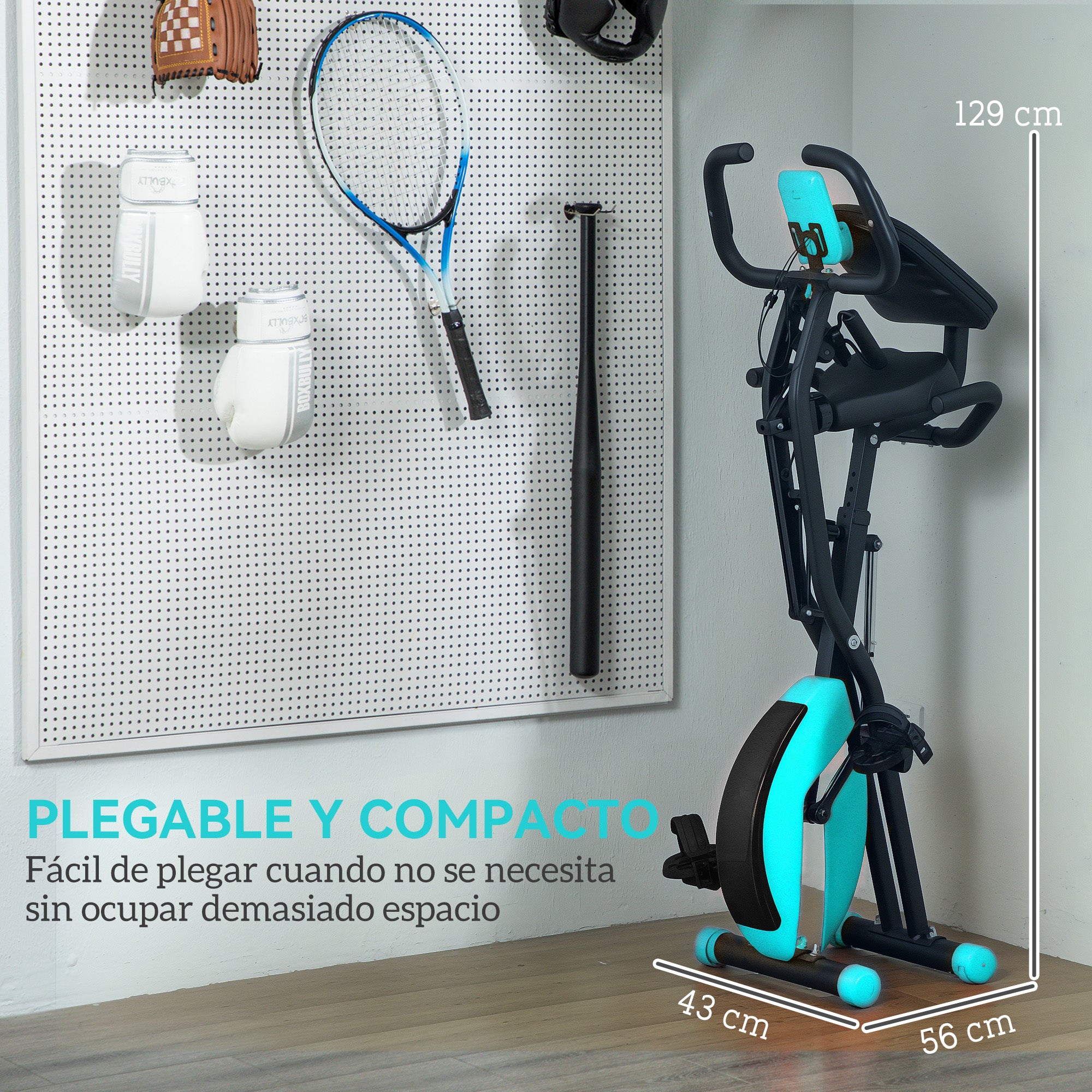 SPORTNOW Foldable Stationary Bike with Backrest Quiet Exercise Bike with 8 Resistance Levels Adjustable Seat Flywheel LCD Screen Resistance Band Load 110 kg Green