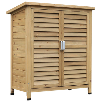 Wooden Garden Storage Shed 87x46.5x96.5 cm with 2 Interior Shelves, 2 Ventilated Doors, and Sloping Roof for Outdoor Natural Terrace