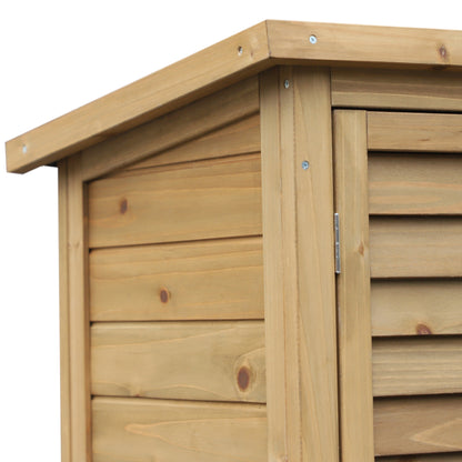 Wooden Garden Storage Shed 87x46.5x96.5 cm with 2 Interior Shelves, 2 Ventilated Doors, and Sloping Roof for Outdoor Natural Terrace