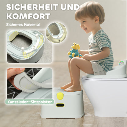 3-in-1 Child's Potty, detachable Potty, Potty with Handles, for Children 6-72 Months, up to 50 kg Capacity, Plastic, Faux Leather, Gray