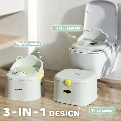 3-in-1 Child's Potty, detachable Potty, Potty with Handles, for Children 6-72 Months, up to 50 kg Capacity, Plastic, Faux Leather, Gray