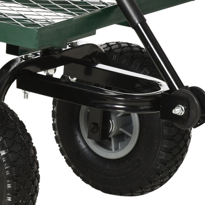 Garden Cart Transport Cart Handcart 4-Wheel 94L x 48.5W x 100H cm max. 150 kg Metal Green