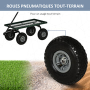 Garden Cart Transport Cart Handcart 4-Wheel 94L x 48.5W x 100H cm max. 150 kg Metal Green