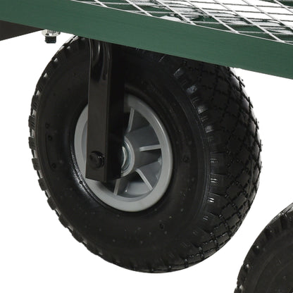 Garden Cart Transport Cart Handcart 4-Wheel 94L x 48.5W x 100H cm max. 150 kg Metal Green