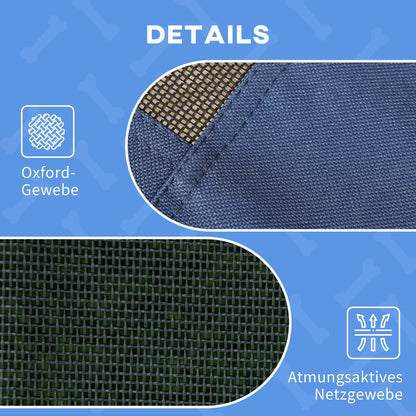 Elevated Dog Bed with Canopy, Pet Bed, Outdoor Dog Lounger with Roof, Breathable, Taft Fabric for Camping Navy Blue 122 x 92 x 108 cm