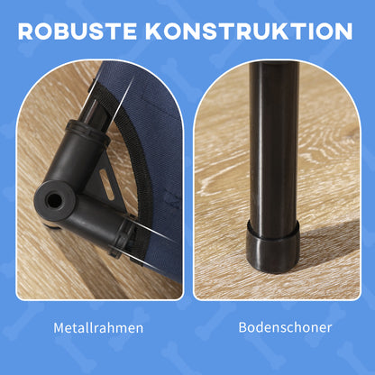 Elevated Dog Bed with Canopy, Pet Bed, Outdoor Dog Lounger with Roof, Breathable, Taft Fabric for Camping Navy Blue 122 x 92 x 108 cm