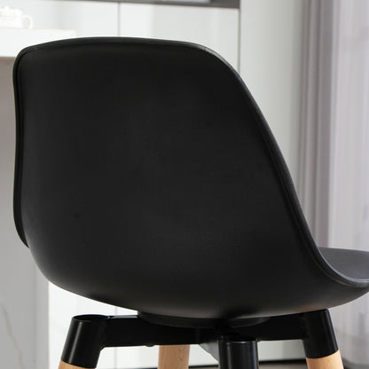 Set of 2 High Kitchen Stools Seat Height 69 cm Bar Stools High Chairs Upholstered in PU with Backrest Wooden Legs for Dining Room Black