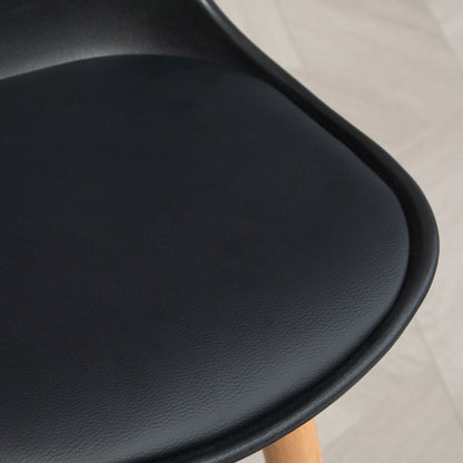 Set of 2 High Kitchen Stools Seat Height 69 cm Bar Stools High Chairs Upholstered in PU with Backrest Wooden Legs for Dining Room Black