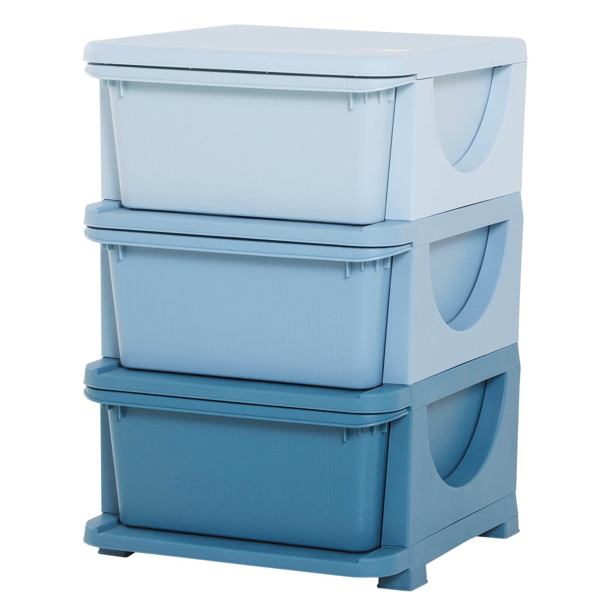 Drawer Cabinet for Kids with Storage Space Storage Boxes Toy Organizer Toy Chest Three Levels for Children's Room 3-6 Years Children's Furniture Blue 37 x 37 x 56.5 cm