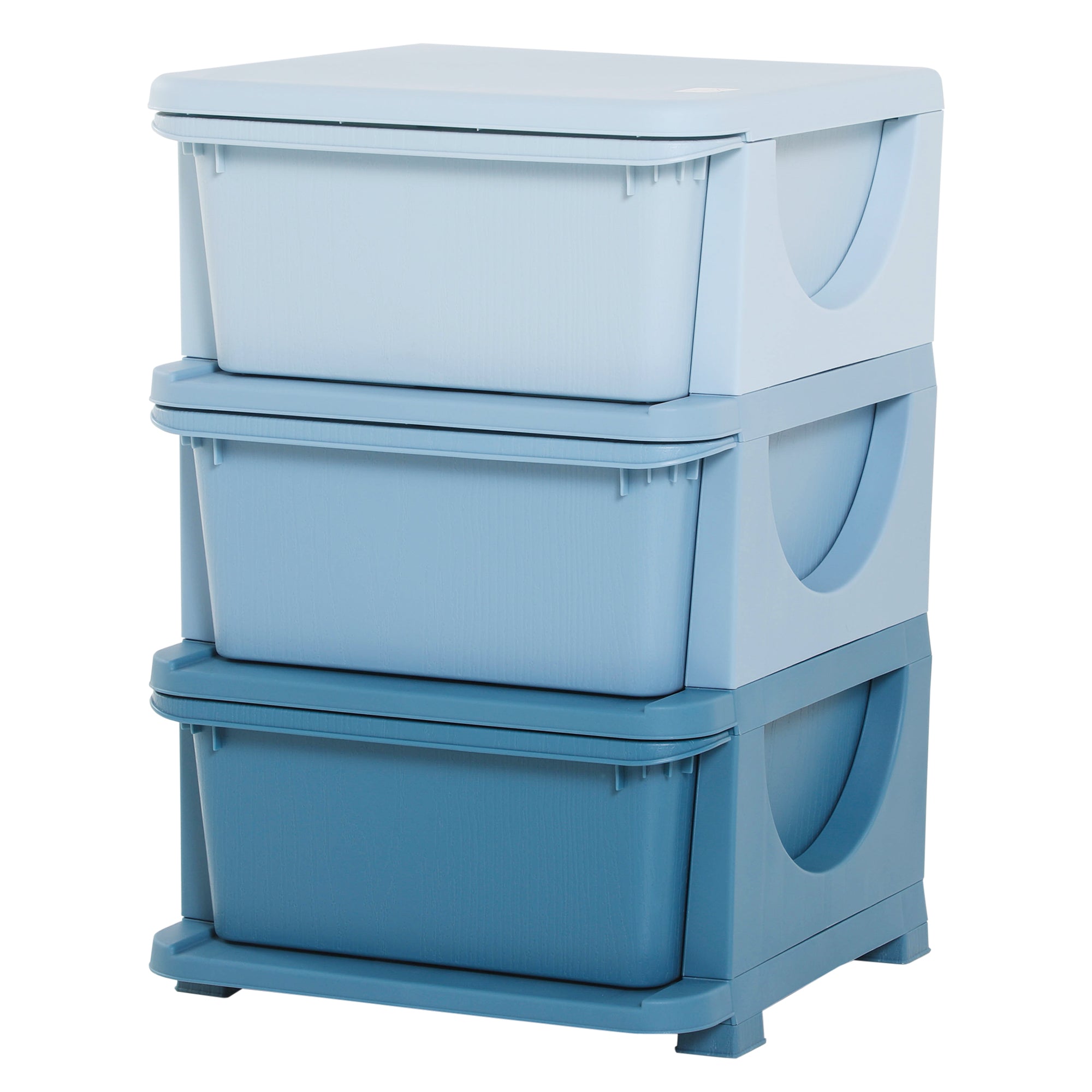 Drawer Cabinet for Kids with Storage Space Storage Boxes Toy Organizer Toy Chest Three Levels for Children's Room 3-6 Years Children's Furniture Blue 37 x 37 x 56.5 cm