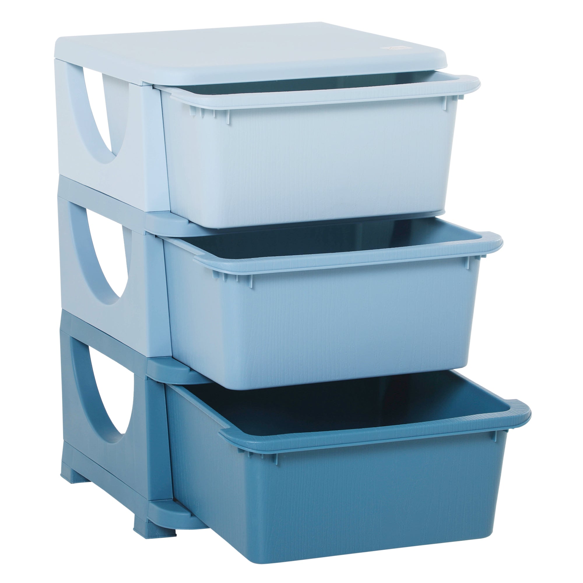 Drawer Cabinet for Kids with Storage Space Storage Boxes Toy Organizer Toy Chest Three Levels for Children's Room 3-6 Years Children's Furniture Blue 37 x 37 x 56.5 cm