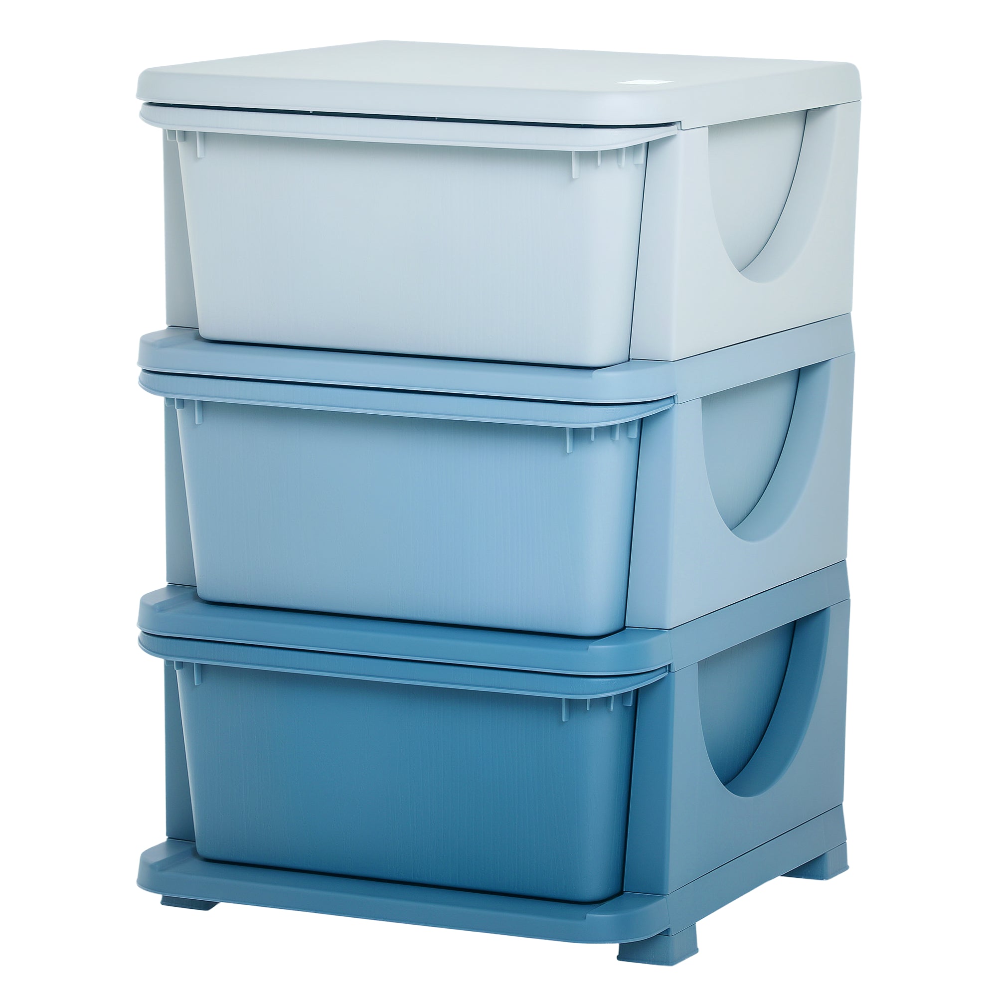 Drawer Cabinet for Kids with Storage Space Storage Boxes Toy Organizer Toy Chest Three Levels for Children's Room 3-6 Years Children's Furniture Blue 37 x 37 x 56.5 cm