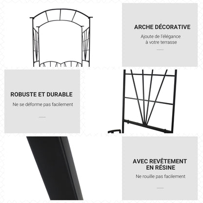 2 Seater Garden Arch with Bench, Garden Rose Arch for Climbing Plants, Flowers - Wedding Ceremony Decoration, dim. 115L x 54W x 203H cm black