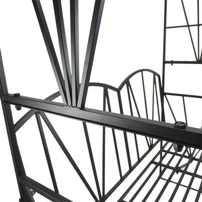 2 Seater Garden Arch with Bench, Garden Rose Arch for Climbing Plants, Flowers - Wedding Ceremony Decoration, dim. 115L x 54W x 203H cm black