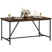 Rectangular Dining Table for 6 People, Industrial Style Kitchen Table with Adjustable Wood and Steel Legs, for Dining Room, Living Room, and Study, 150x80x75 cm, Brown