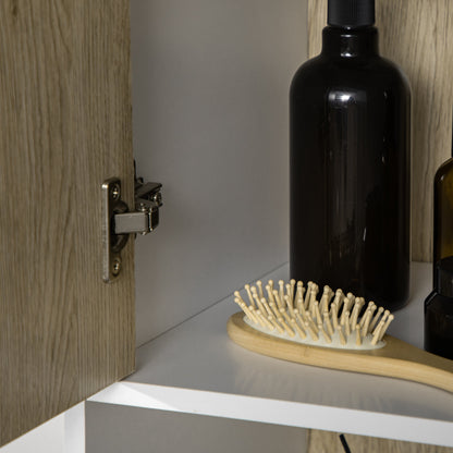 Bathroom Column Cabinet High Toilet Cabinet Hairpin Leg with 2 Closed Cupboards with Shelf and 2 Open Niches - 30 x 31.5 x 169 cm