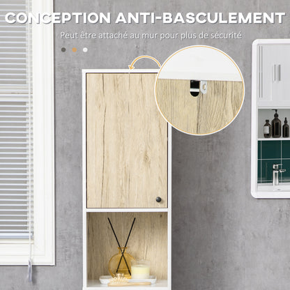 Bathroom Column Cabinet High Toilet Cabinet Hairpin Leg with 2 Closed Cupboards with Shelf and 2 Open Niches - 30 x 31.5 x 169 cm