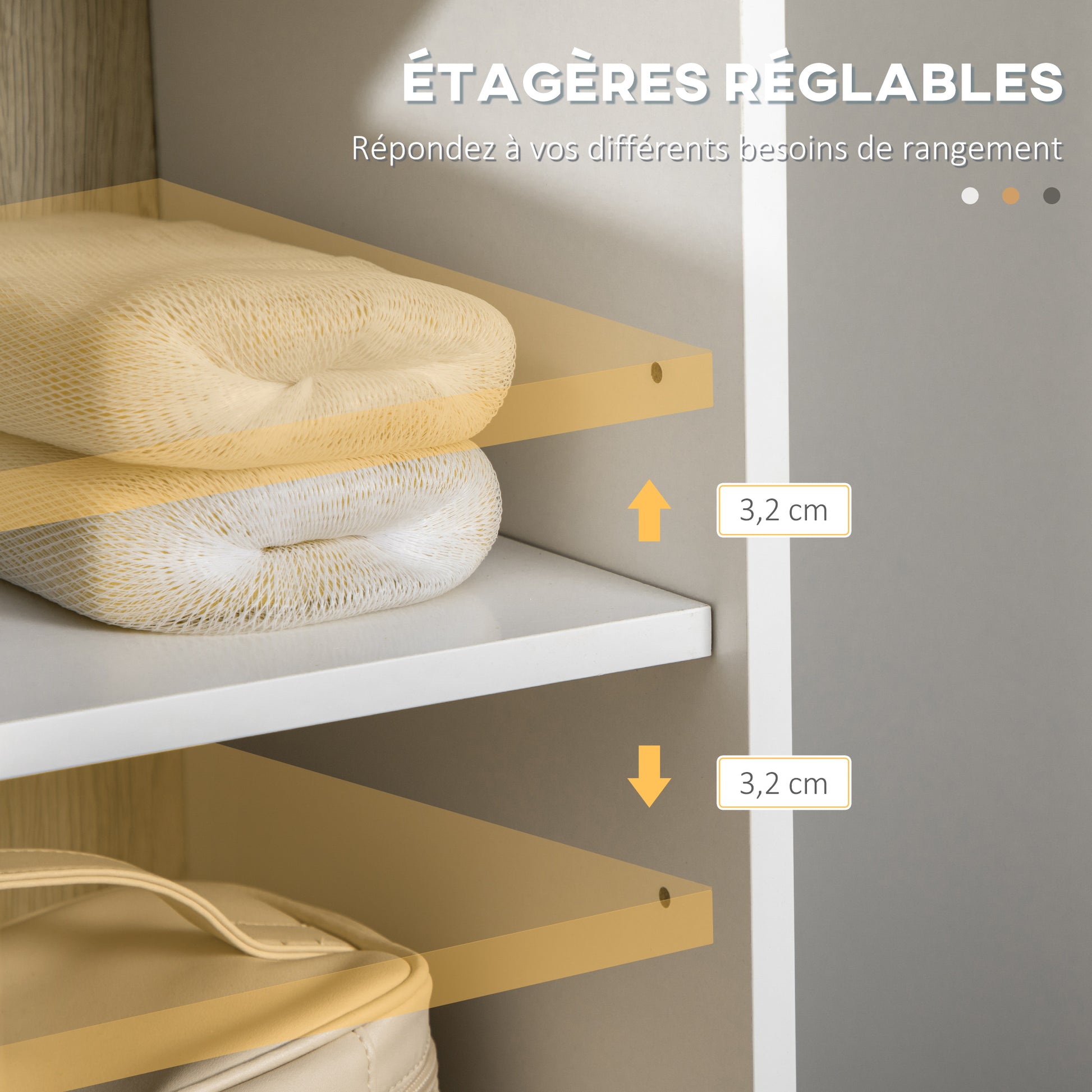 Bathroom Column Cabinet High Toilet Cabinet Hairpin Leg with 2 Closed Cupboards with Shelf and 2 Open Niches - 30 x 31.5 x 169 cm