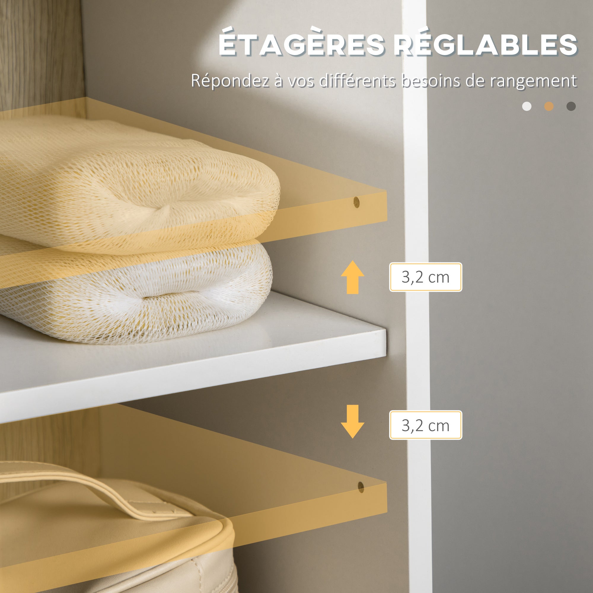 Bathroom Column Cabinet High Toilet Cabinet Hairpin Leg with 2 Closed Cupboards with Shelf and 2 Open Niches - 30 x 31.5 x 169 cm
